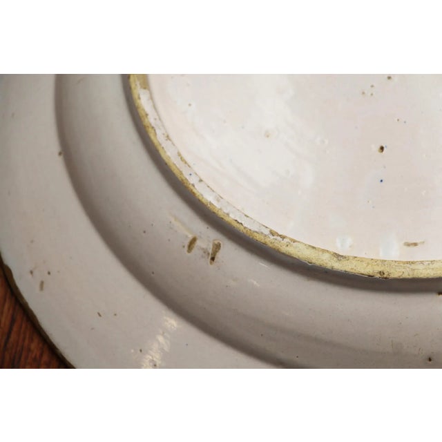 19th Century Portuguese Large Blue and White Wall Plate Depicting Palaces, Earthenware, Faience For Sale - Image 9 of 13