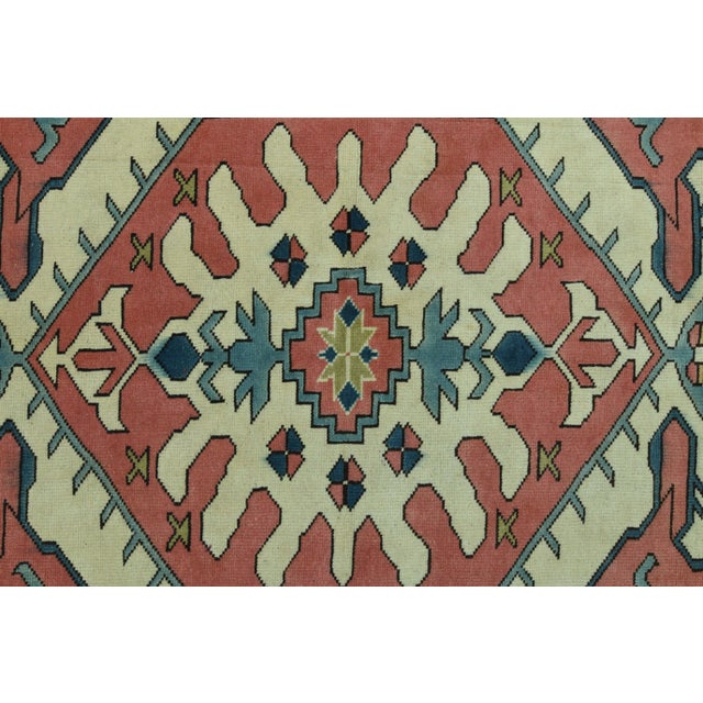 1970s Vintage Turkish Oushak Handmade Wool Cotton Pink Area Rug For Sale - Image 10 of 11