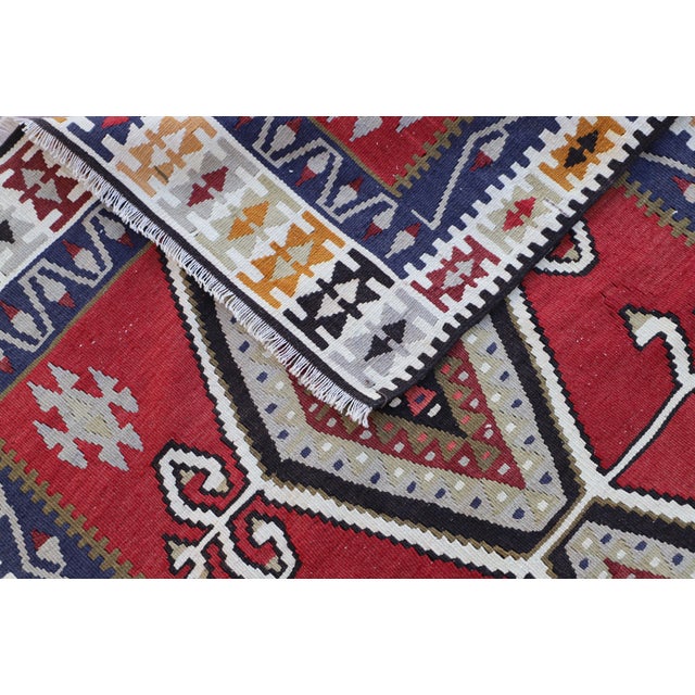 1990s Tribal Red Ikat Handmade Rug For Sale - Image 11 of 12