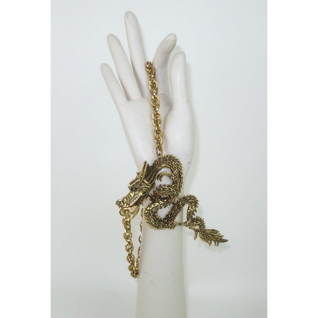 Dragon Gold Tone Statement Necklace by Weatherby Miller Jewels For Sale - Image 13 of 13