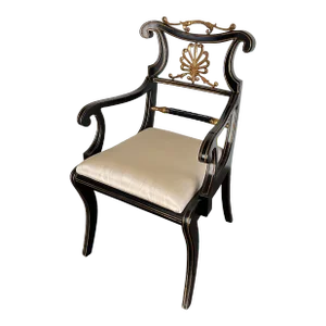 1980s Maitland-Smith Black Lacquered Regency Armchair