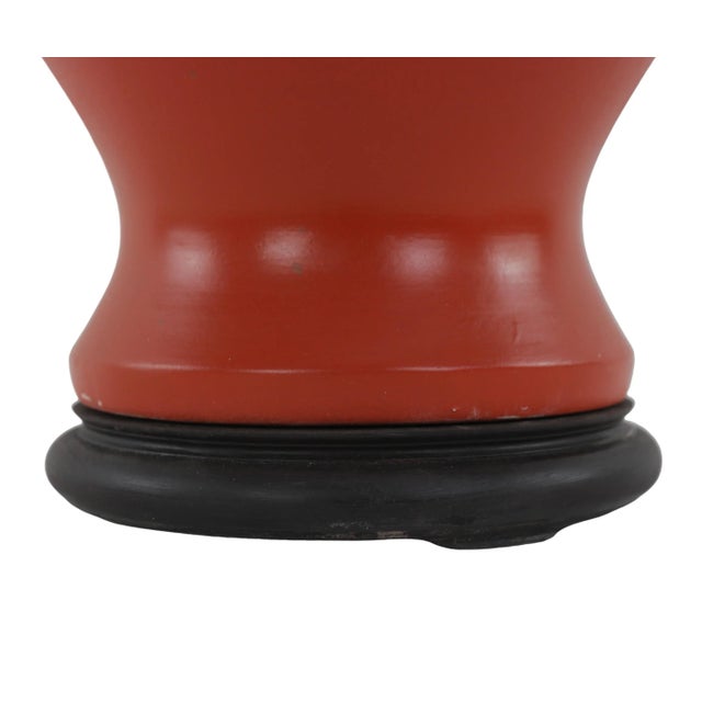 Vintage Red Porcelain Ginger Jar Table Lamp For Sale In New York - Image 6 of 7