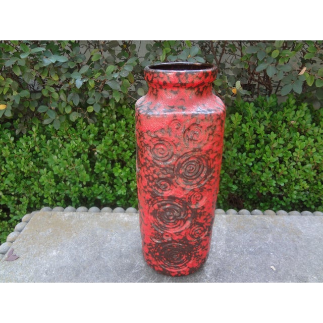 Large Mid-Century Modern West German Glazed Pottery Vase. Beautiful Modernist West German glazed pottery vase in a...