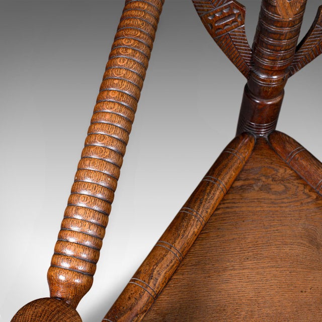 Wood Antique Old Saxon Armchair, English, Oak, Turner's Chair, Elbow Seat, Victorian For Sale - Image 7 of 10