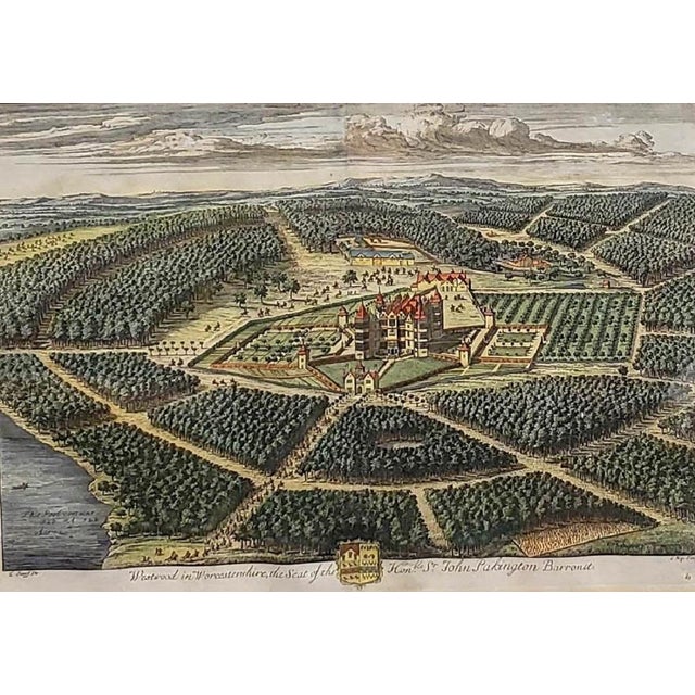 Set of 4 18th-Century Kip & Knyff Hand-Colored Country House Engravings - Framed For Sale - Image 13 of 17