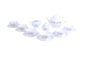 Earthenware Ceramic Flower Coffee Tea Service from Laveno, 1950s, Set of 9