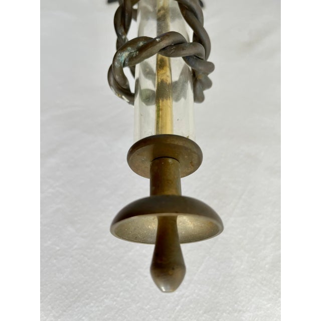 Metal Large 1950s Torchiere Wall Lamp in Iron and Bronze in the Gilbert Poillerat Style For Sale - Image 7 of 13