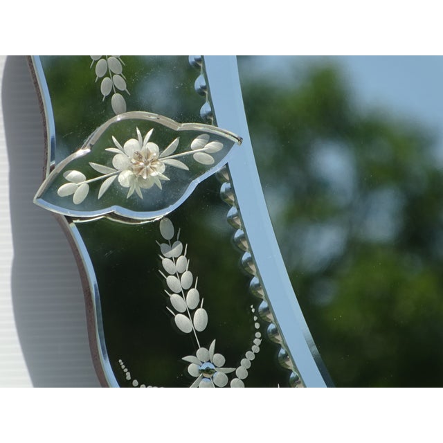 Vintage Venetian Oval Mirror with Pediment, 1950s For Sale - Image 8 of 18