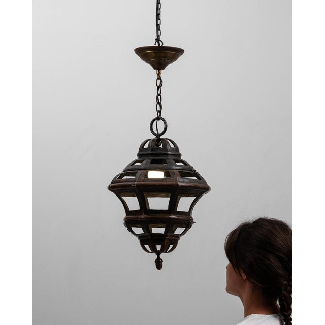 1900s French Copper Pendant Lantern With Openwork Dome Design For Sale In Greensboro - Image 6 of 18