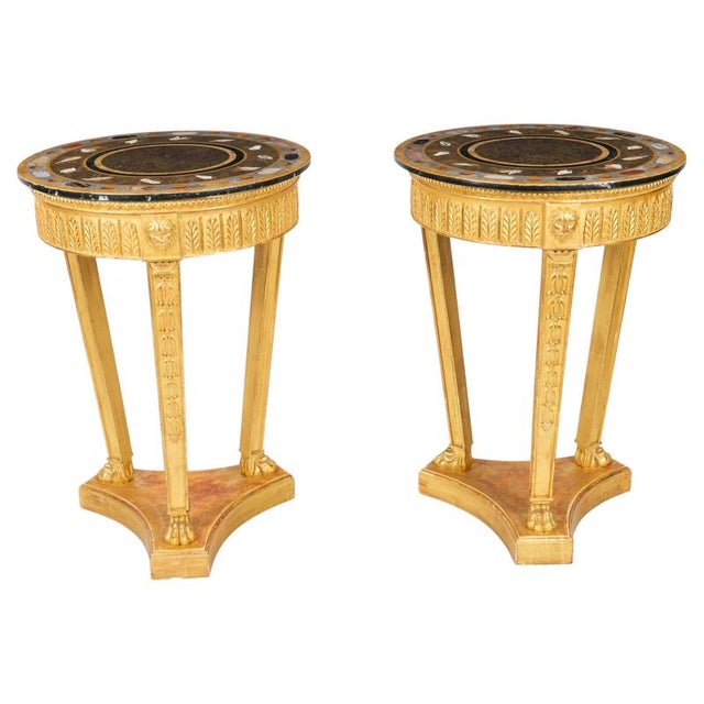 Vintage Giltwood Specimen Marble Occasional Tables, Set of 2 For Sale - Image 14 of 14