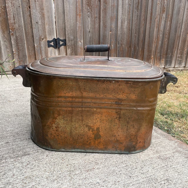 Late 19th Century Antique Copper Lidded Wash Tub For Sale - Image 5 of 7
