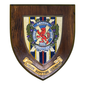 London Scottish Regiment Hand Painted Wooden Crest Plaque Shield