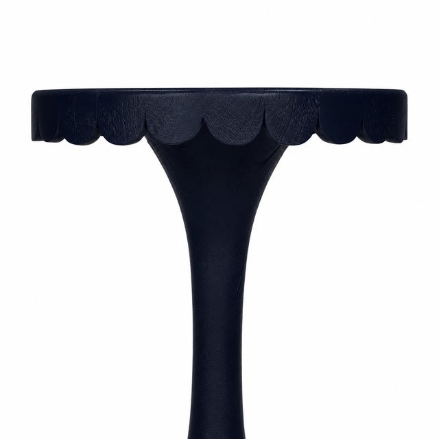 Contemporary Scalloped Round Drink Table Navy Blue For Sale - Image 3 of 10