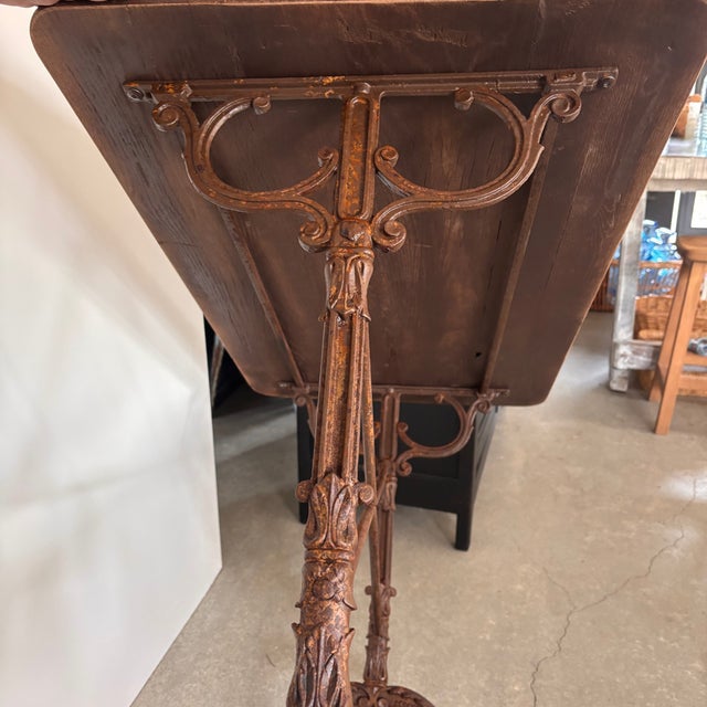 Bistro Table in Oak with Metal Legs For Sale - Image 3 of 8