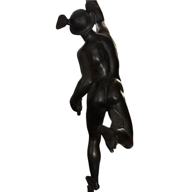 Bronze “Flying Mercury” With Lily Torch, After Giambologna, Italy, 19th Century. For Sale - Image 10 of 12