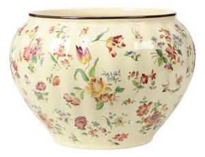 Large Polychrome Flower Cache Pot from Longchamp, France, 1890s