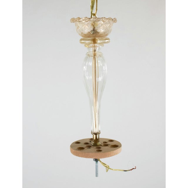 Vintage Traditional Floral Three-Arm 24k Gold Infused Murano Glass Chandelier For Sale In Chicago - Image 6 of 12