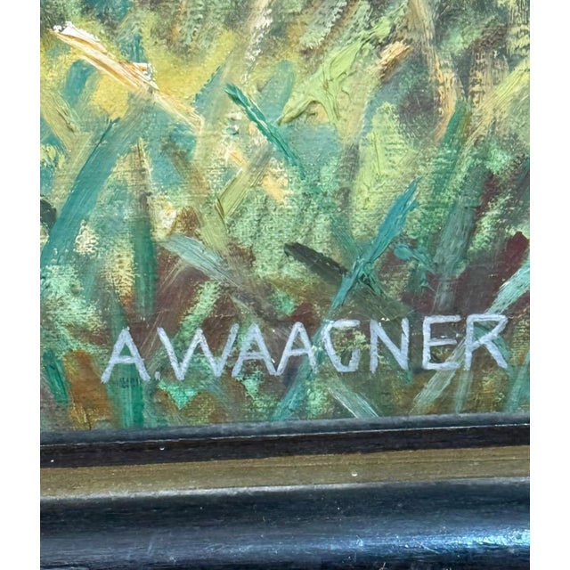 Large Signed Oil on Canvas Painting by Alfred Waagner, Two Scouts in an Alpine Meadow, Early 20th Century. For Sale - Image 8 of 11