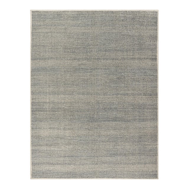 Zoe Rose Grass Modern Wool Gray-Ivory Hand Woven Rug 12ft X 15ft For Sale