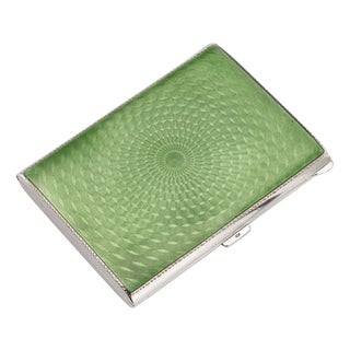 20th Century Art Deco Silver & Guilloche Enamel Cigarette Case, 1929 For Sale