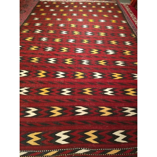 Vintage Moroccan Tribal Kilim Rug, Flatweave Wool, Geometric Stripe Pattern, 8x14 For Sale In Chicago - Image 6 of 6