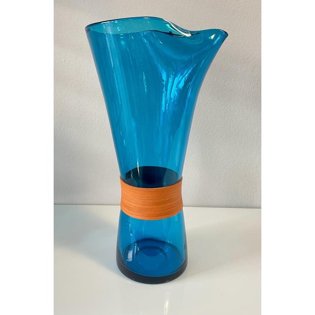 Turquoise Swedish Modern Carafe in Turquoise by Jacob Bang for Holmegaard, 1950s For Sale - Image 8 of 9