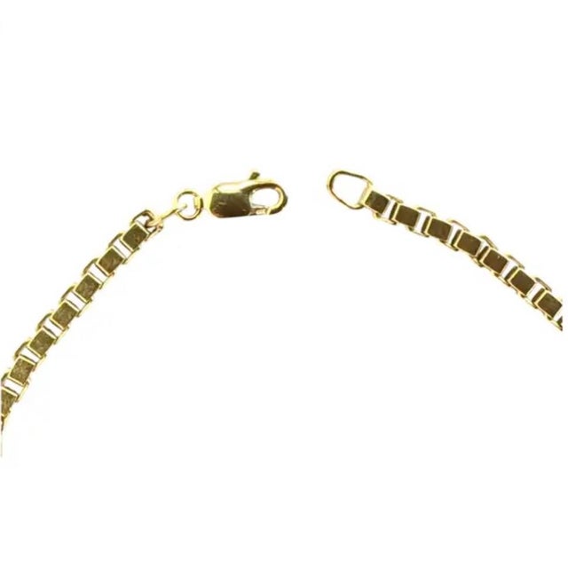 Modern 14k Yellow Gold Box Chain Necklace Vintage For Sale - Image 3 of 7