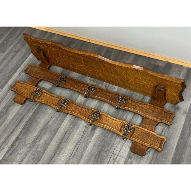 French 7 Hook Ornate Carved Coat Plate Rack For Sale - Image 6 of 6