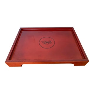 Late 20th Century Asian Red Lacquered Pedestal Tray For Sale