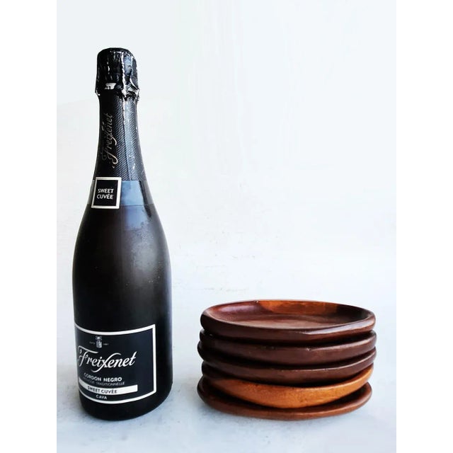 Wood Vintage Set of Mahogany Snack Plates/Trinket Dishes, 5 Pieces For Sale - Image 7 of 9