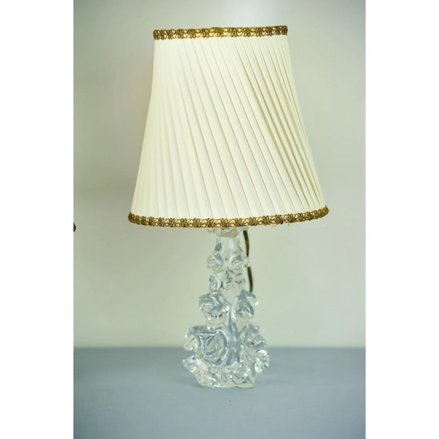 - Two crystal glass table lamps - Original fabric shades - Original condition I have official proof of authenticity such...