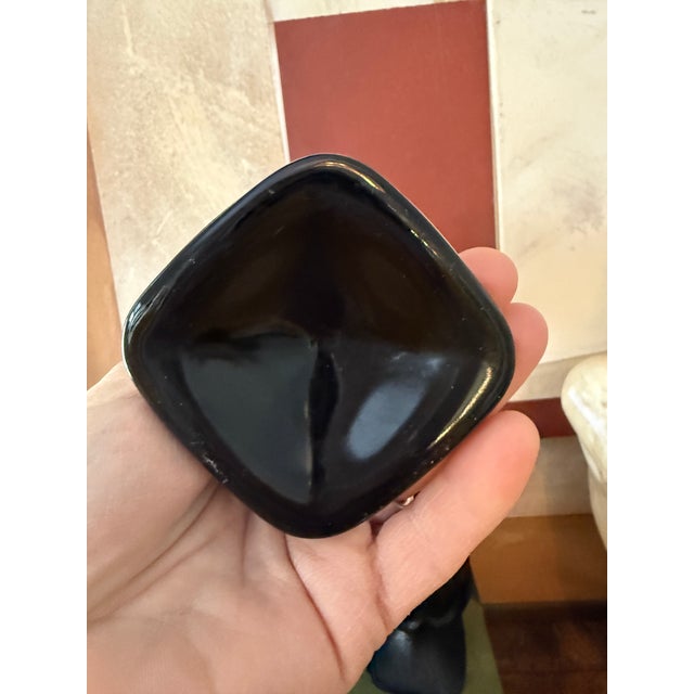 Vintage Noritake Spotlight Ebony Glass Goblets Set of Five 1970s Black Pedestal Barware For Sale - Image 9 of 11