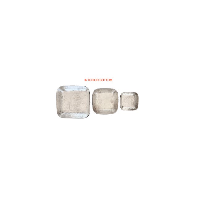 1960s Silver Plate Hand Hammered Nesting Boxes, Square Hand Hammered, Set of 3 For Sale - Image 4 of 6