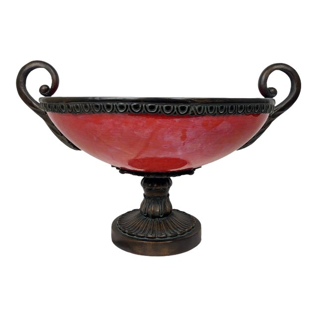 Red Ceramic Classically Styled Centerpiece Urn For Sale