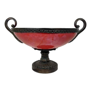 Red Ceramic Classically Styled Centerpiece Urn
