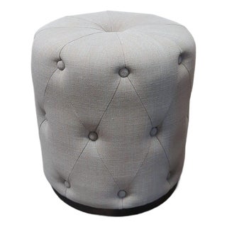 West Elm Button Tufted Drum Ottoman For Sale