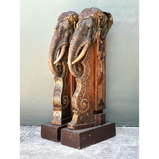 Vintage Boho Polychromed Elephant Statues - A Pair For Sale - Image 10 of 12