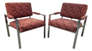 Mid 20th Century Attributed to Milo Baughman for Thayer Coggin Flat Bar Chrome Lounge Chairs