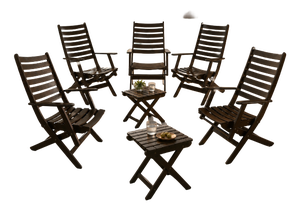 Vintage Mid-Century Garden Furniture Set in Wood by Mesch, 1975, Set of 7