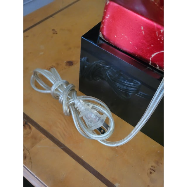 1990s Custom Finished Red, Gold Leaf Greek Goddess Black Shade Greek Key Trim Tall Table Lamps Tony Duquette Style - a Pair For Sale - Image 12 of 15