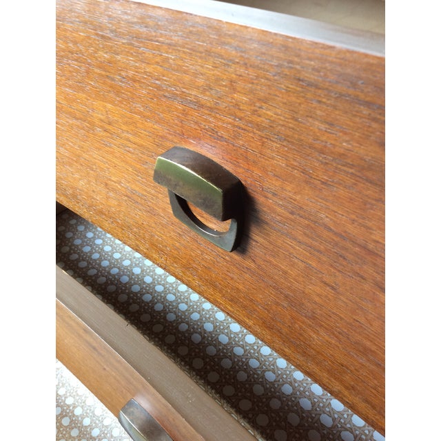 Mid Century Modern Three Drawer Chest With Curved Drawer Fronts and Brass Hardware For Sale - Image 13 of 17