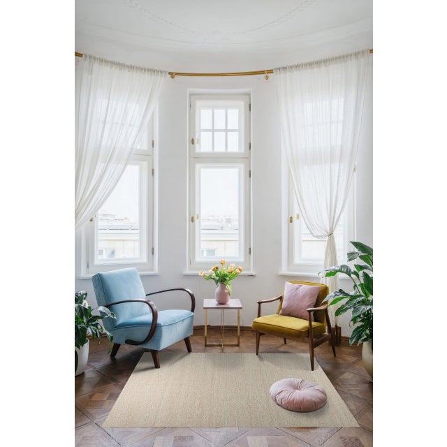 Champagne 8x10 Freya Graceful Pink Minimalist Contemporary Handmade Wool Carpet Rug For Sale - Image 8 of 8