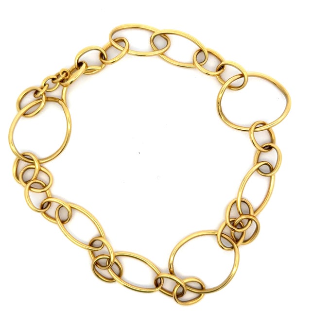 Metal Vintage Italian 18k Gold Modernist Open Link Necklace For Sale - Image 7 of 10