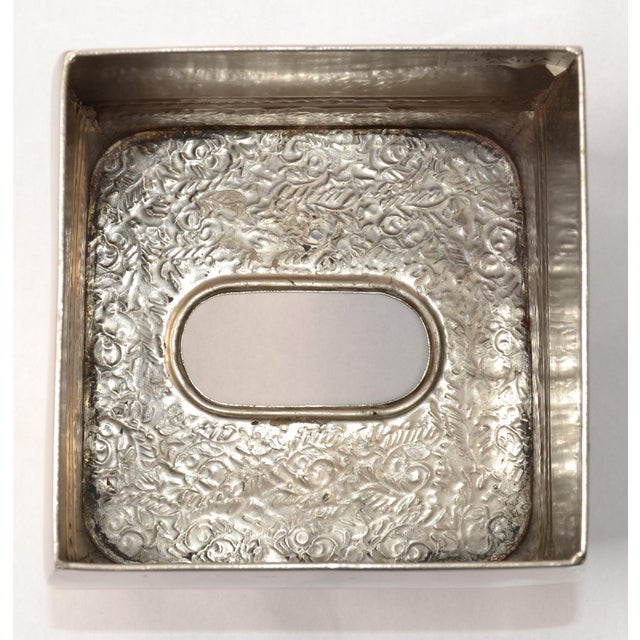 1970s Bohemian Hand Embossed Jewelry Gold Silver Tissue Box Cover Veratex India For Sale - Image 13 of 14