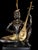 Art Deco Late 20th Century Art Deco Bronze Statue Lamp With Gold-Tone Shade For Sale - Image 3 of 12