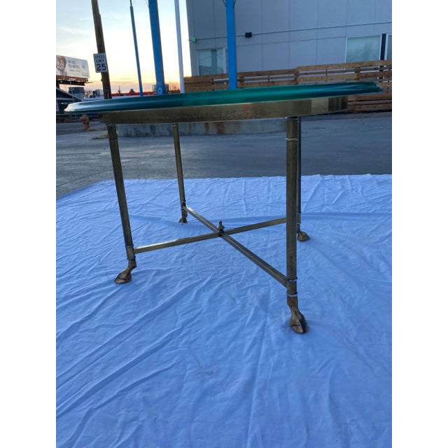 Mastercraft Mastercraft Brass Hoofed End Table in Faux Bamboo Manner of Jansen For Sale - Image 4 of 13