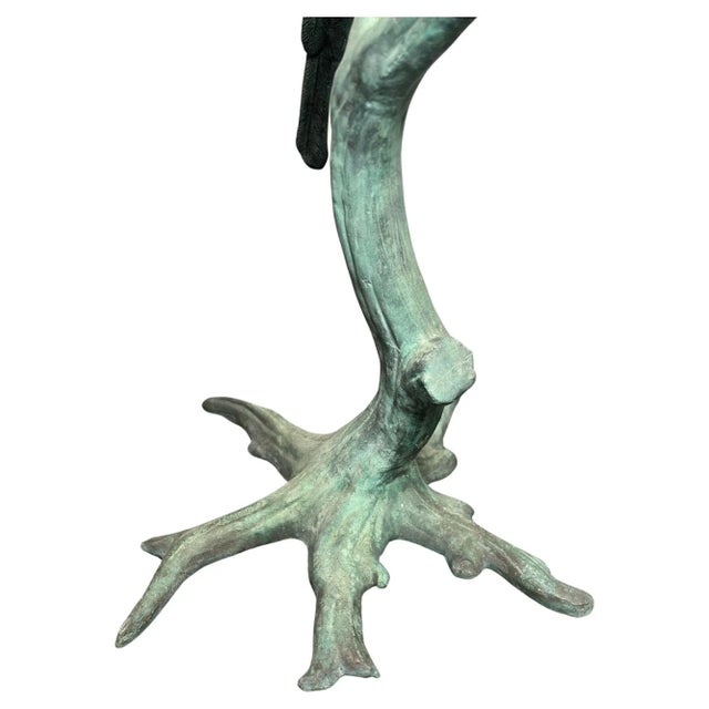 1950s Vintage Parrot Bronze Sculpture with Green Patina For Sale - Image 5 of 6