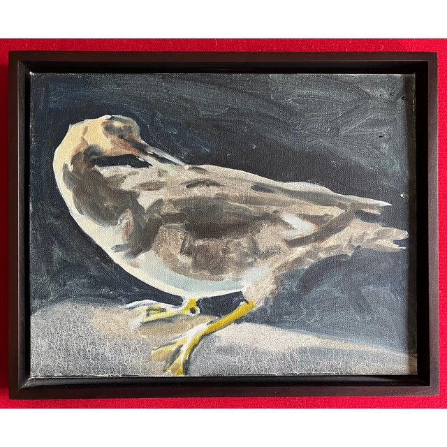 American Mid-Century portrait of a bird - abstract oil painting on board of a seagull. Exhibits a wonderful technique of...