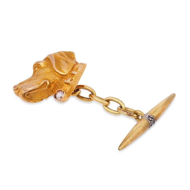 Vintage 18k Yellow Gold Cocker Spaniel Dog Cufflinks, A Pair For Sale - Image 4 of 5