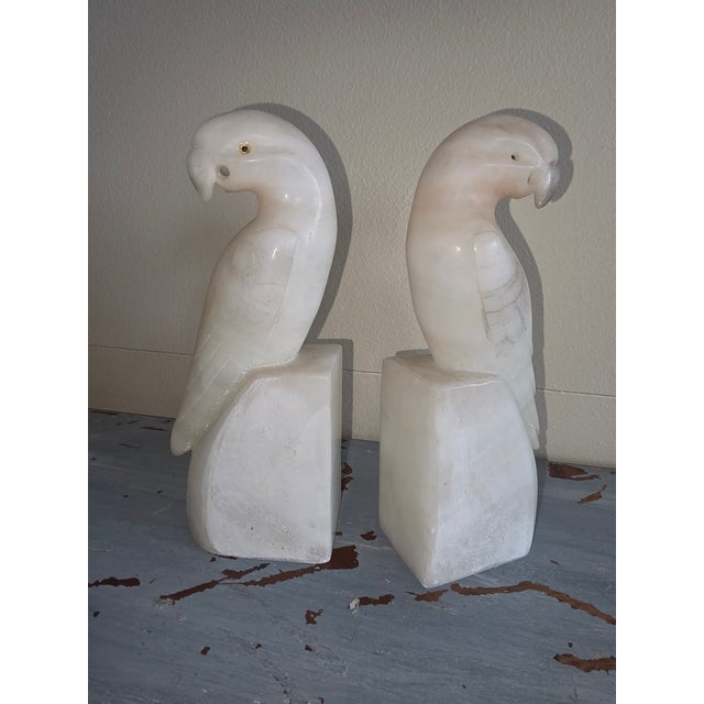 Vintage Alabaster Parrot Bookends For Sale In San Antonio - Image 6 of 15